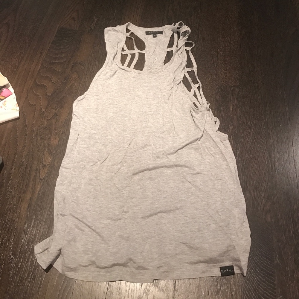 Koral light grey tank with cutouts on back NWT